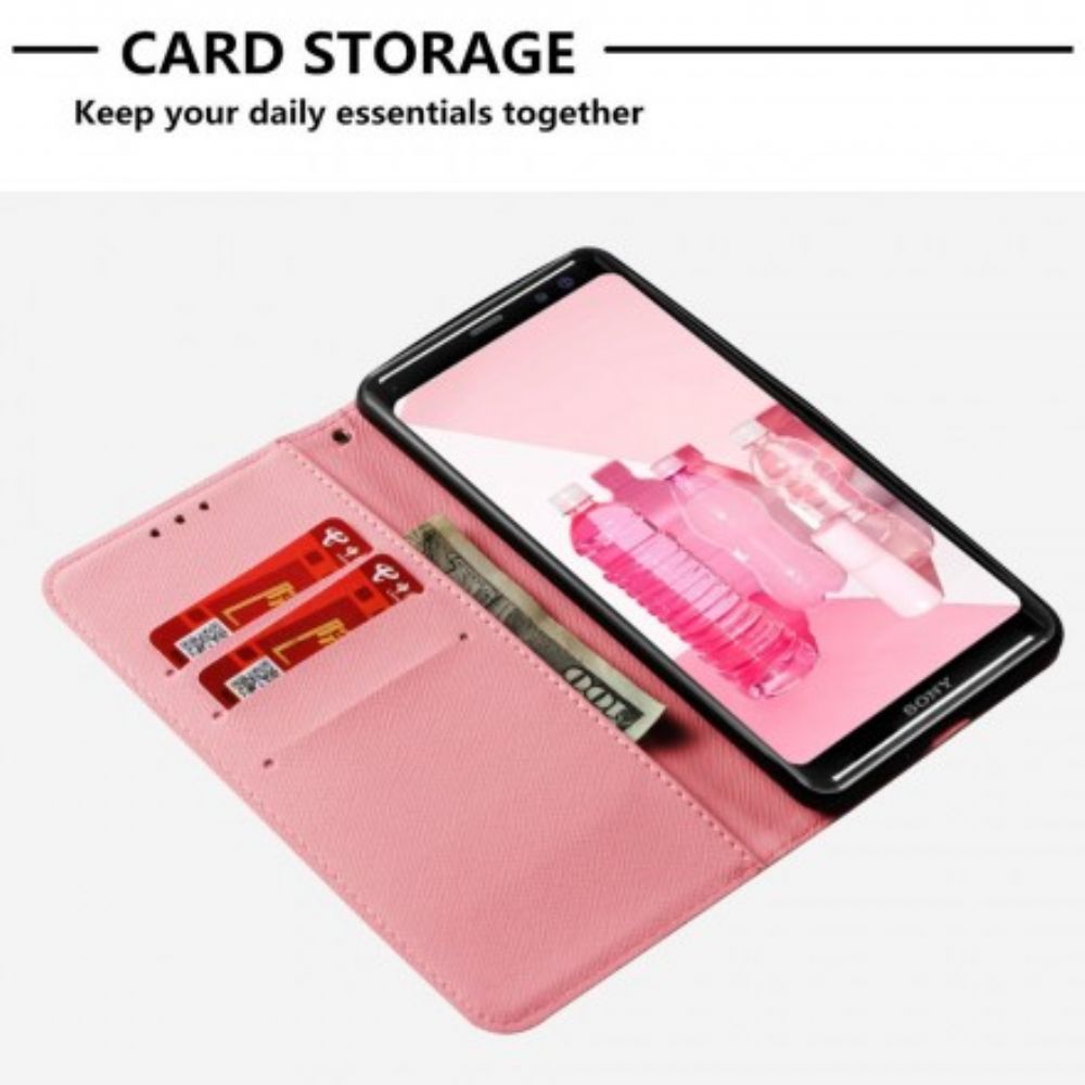 Hoesje Flip Case voor Sony Xperia XZ3 3d Waterverf Halster