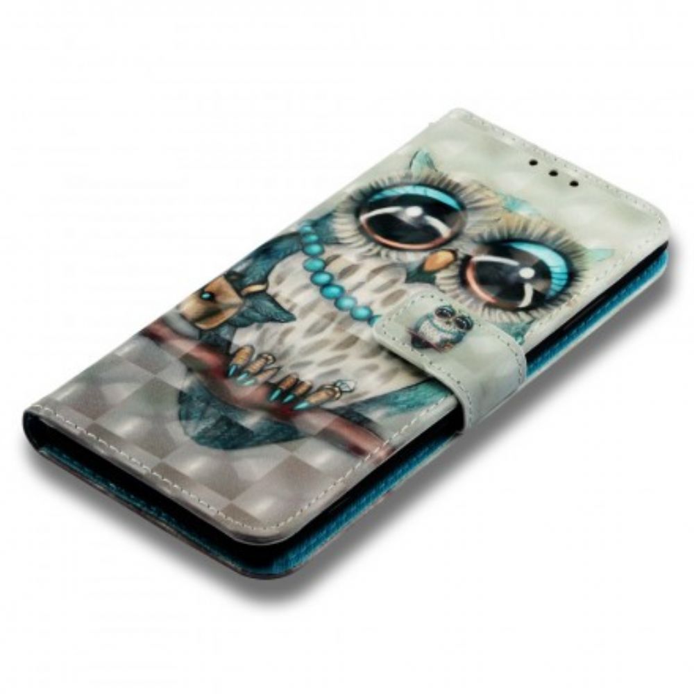 Leren Hoesje voor Sony Xperia XZ3 Miss Uil 3d