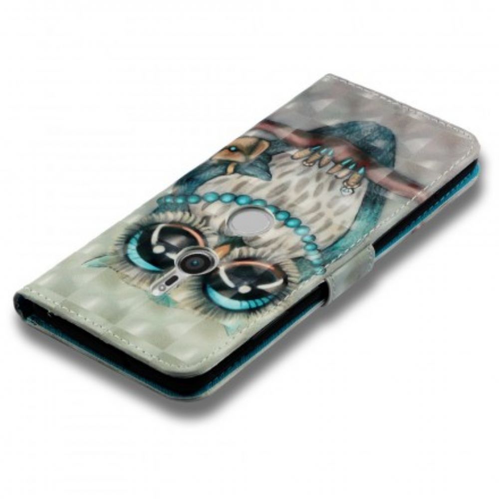 Leren Hoesje voor Sony Xperia XZ3 Miss Uil 3d