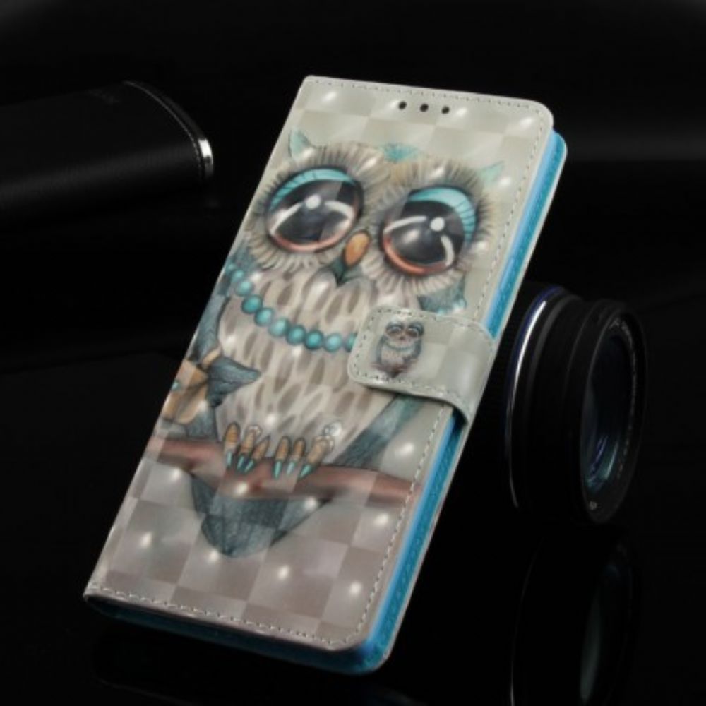 Leren Hoesje voor Sony Xperia XZ3 Miss Uil 3d