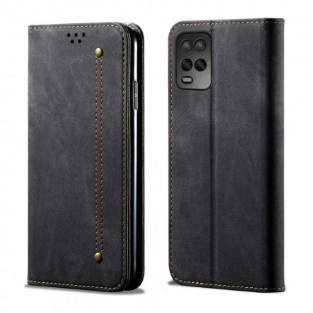 Bescherming Hoesje voor Oppo A54 5G / A74 5G Folio-hoesje Denim Stof