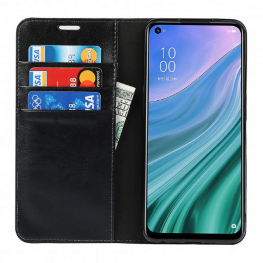 Bescherming Hoesje voor Oppo A54 5G / A74 5G Folio-hoesje Echt Leer