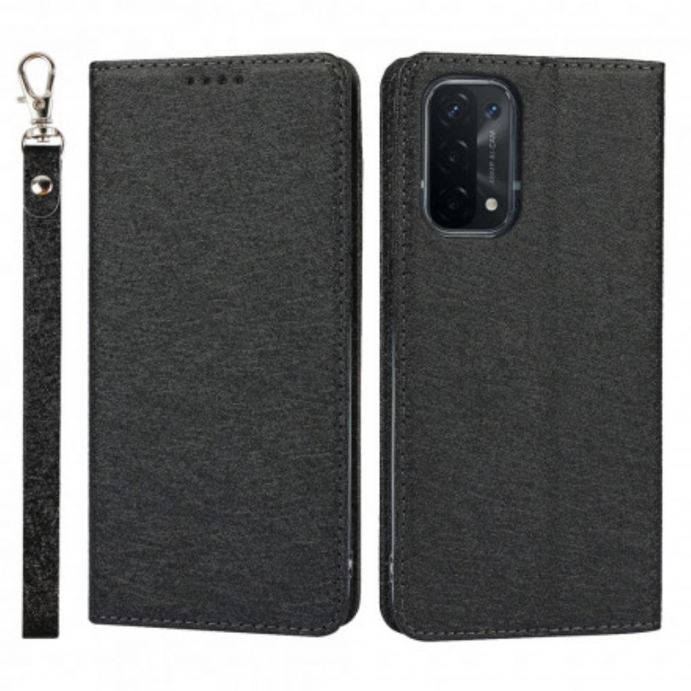 Bescherming Hoesje voor Oppo A54 5G / A74 5G Folio-hoesje Zacht Lederen Stijl Met Riem