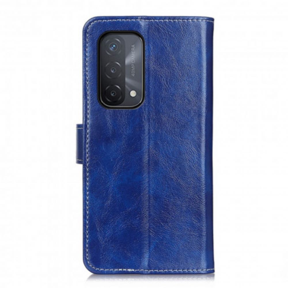 Flip Case voor Oppo A54 5G / A74 5G Glanzende En Zichtbare Naden