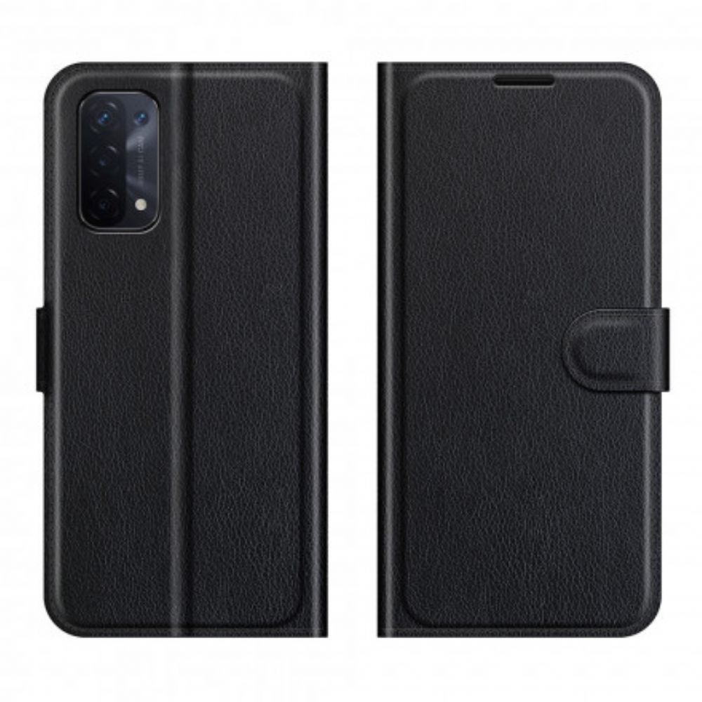 Flip Case voor Oppo A54 5G / A74 5G Klassiek Litchi Kunstleer