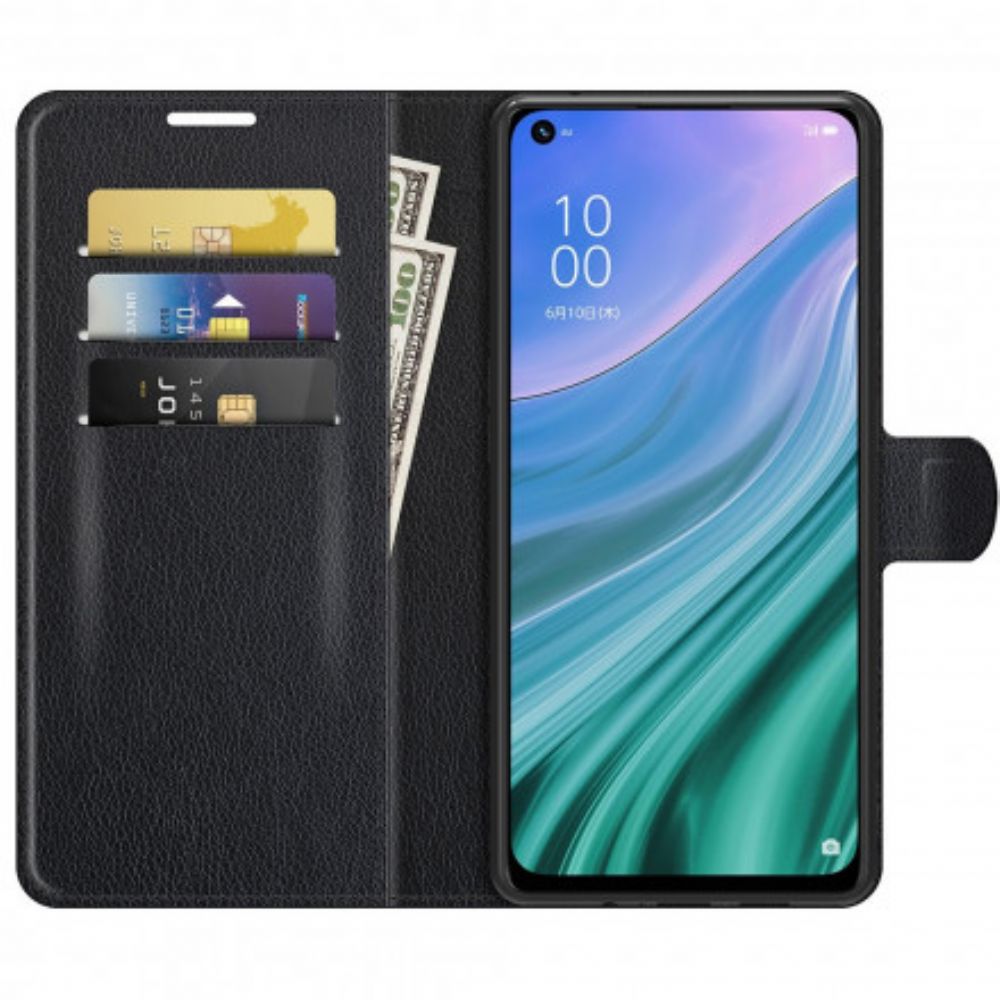 Flip Case voor Oppo A54 5G / A74 5G Klassiek Litchi Kunstleer