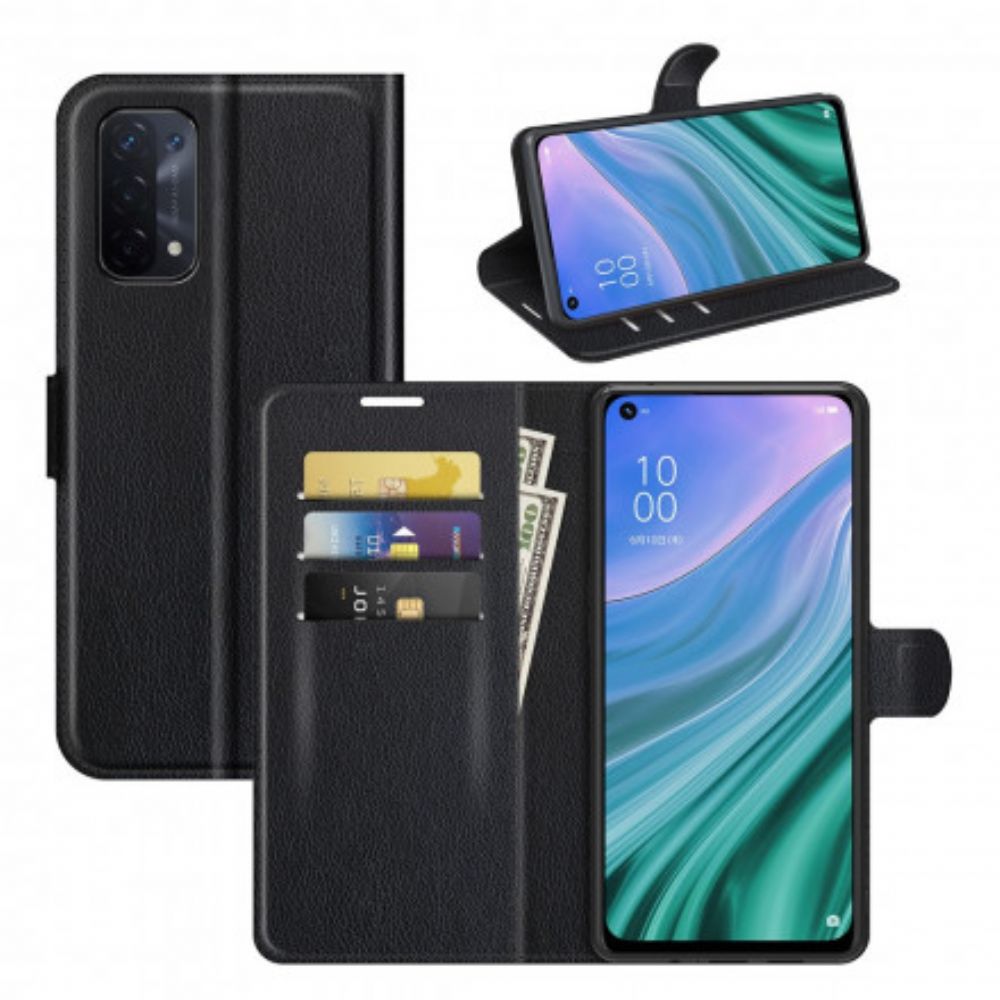 Flip Case voor Oppo A54 5G / A74 5G Klassiek Litchi Kunstleer