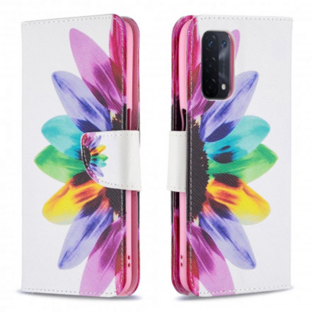 Folio-hoesje voor Oppo A54 5G / A74 5G Aquarel Bloem