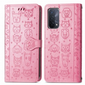 Folio-hoesje voor Oppo A54 5G / A74 5G Geanimeerde Dieren