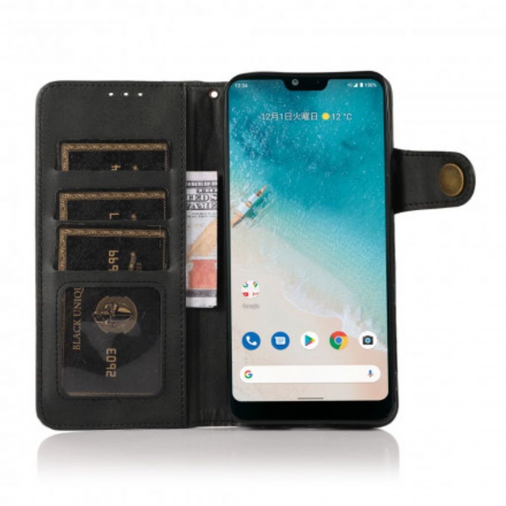 Folio-hoesje voor Oppo A54 5G / A74 5G Knoop Van Kunstleer Khazneh