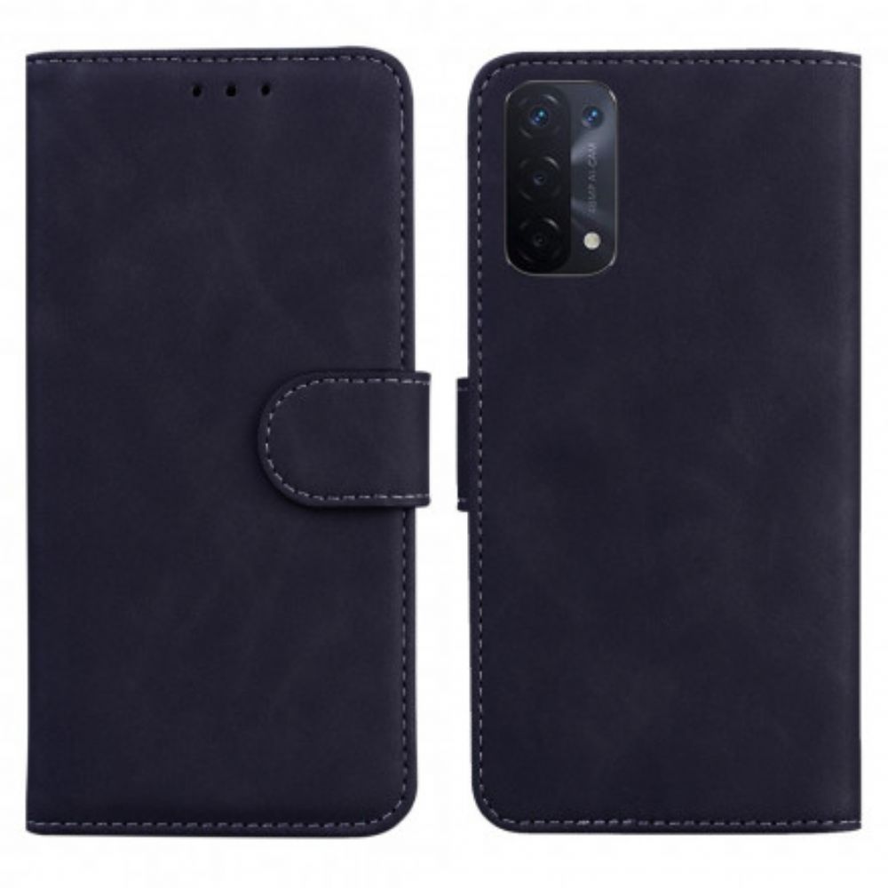 Folio-hoesje voor Oppo A54 5G / A74 5G Zwart Leereffect