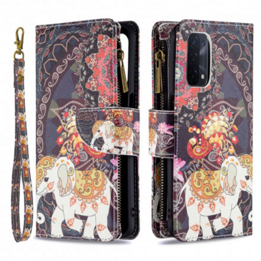 Leren Hoesje voor Oppo A54 5G / A74 5G Olifantenzak Met Rits