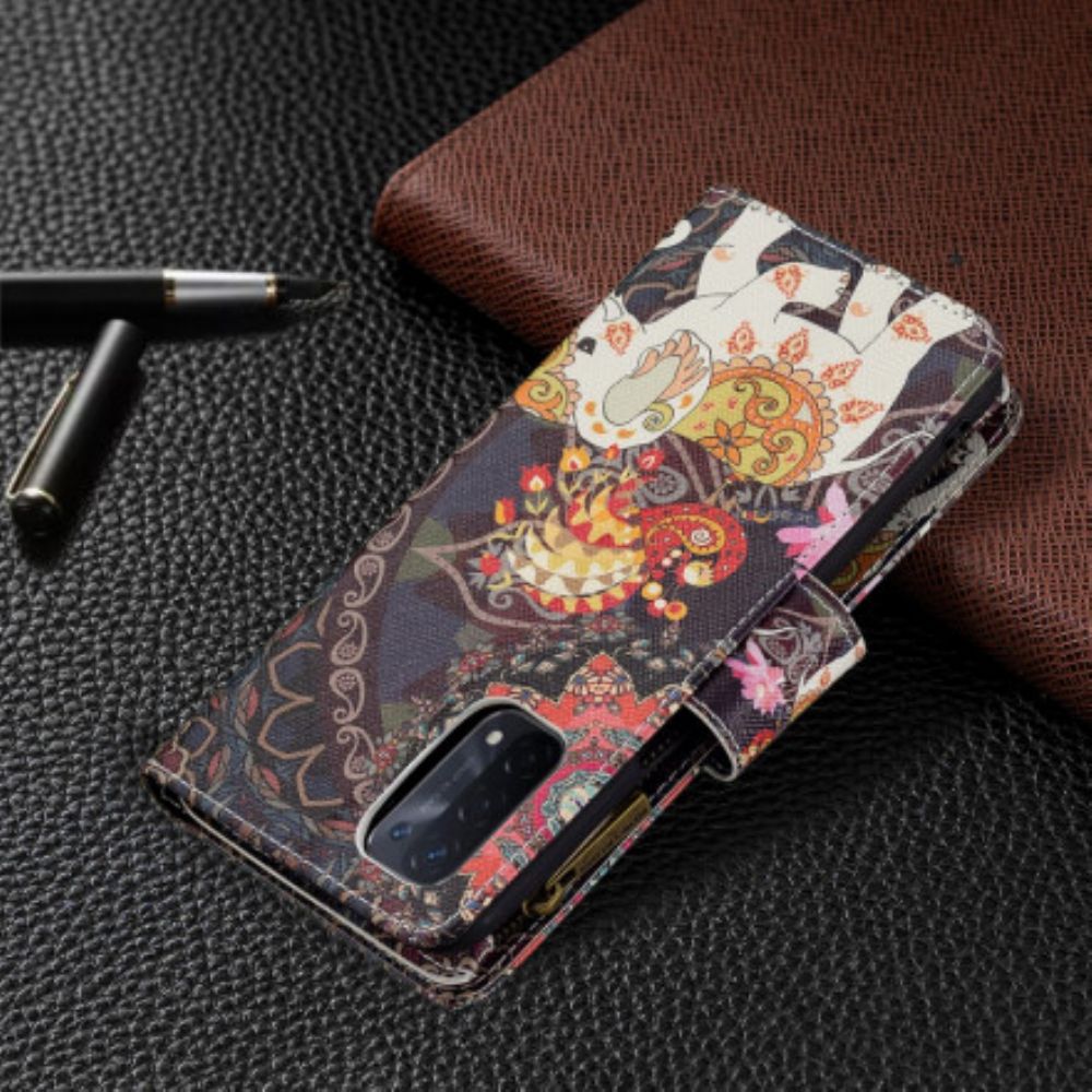 Leren Hoesje voor Oppo A54 5G / A74 5G Olifantenzak Met Rits