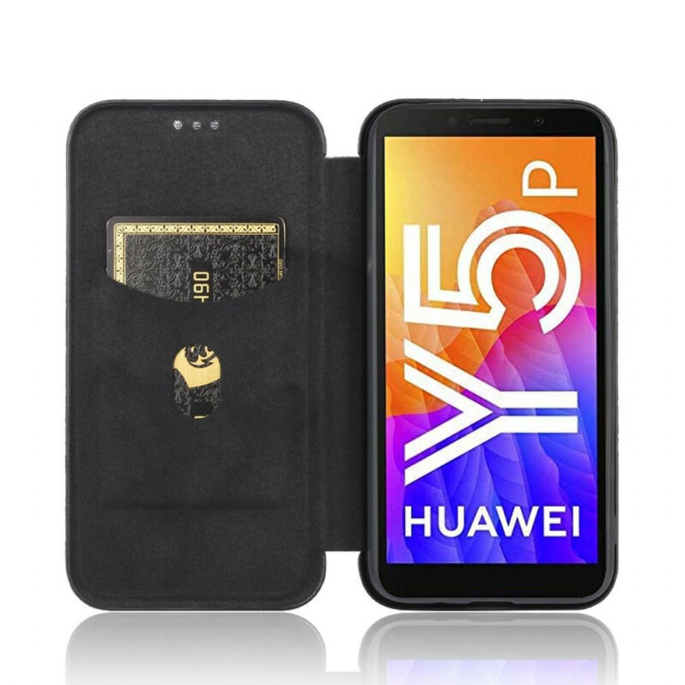 Bescherming Hoesje voor Huawei Y5p Folio-hoesje Koolstofvezel