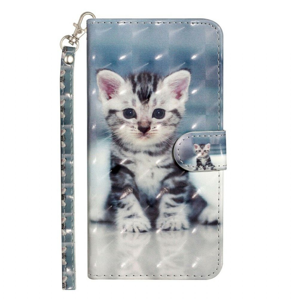 Folio-hoesje voor Huawei Y5p Met Ketting Kitten Lichtvlekken Met Riem