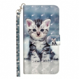 Folio-hoesje voor Huawei Y5p Met Ketting Kitten Lichtvlekken Met Riem