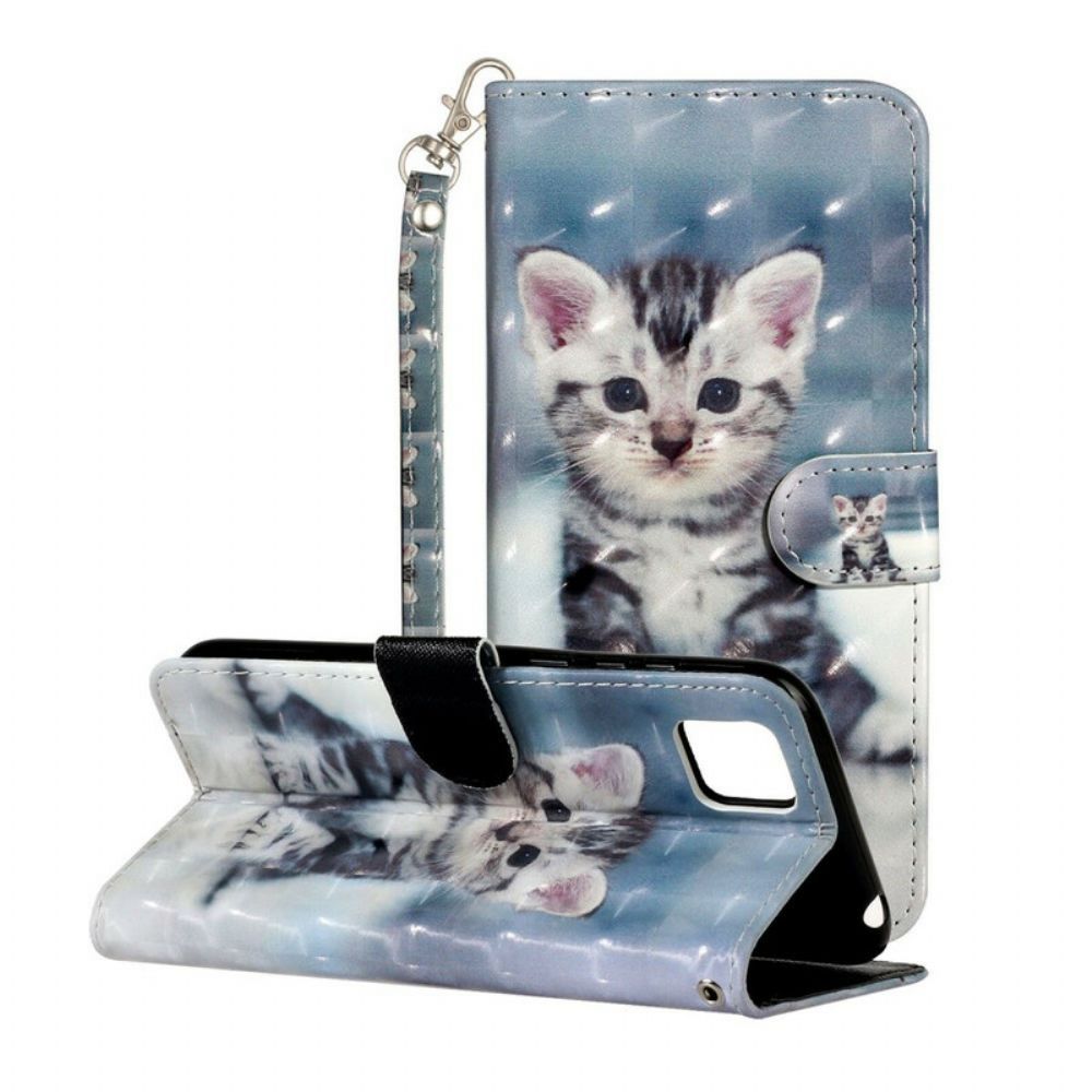 Folio-hoesje voor Huawei Y5p Met Ketting Kitten Lichtvlekken Met Riem