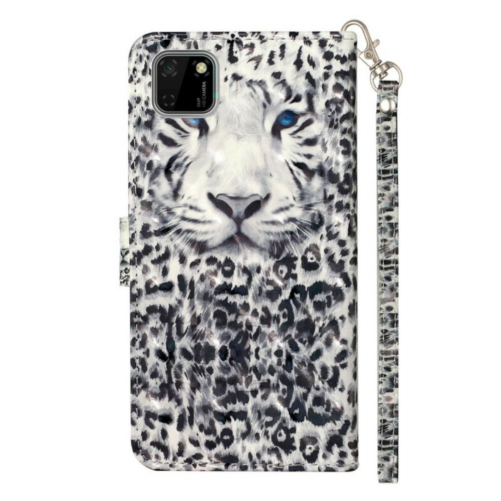 Folio-hoesje voor Huawei Y5p Met Ketting Tiger Light Strap Spots