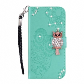 Folio-hoesje voor Huawei Y5p Uil Mandala En Charm