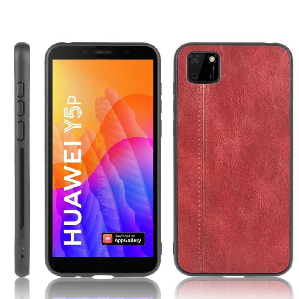 Hoesje voor Huawei Y5p Stijl Lederen Stiksels