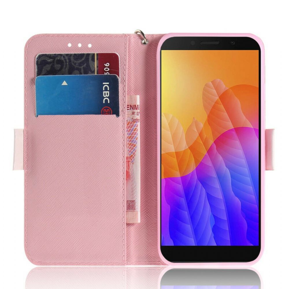 Leren Hoesje voor Huawei Y5p Met Ketting Bandpomp