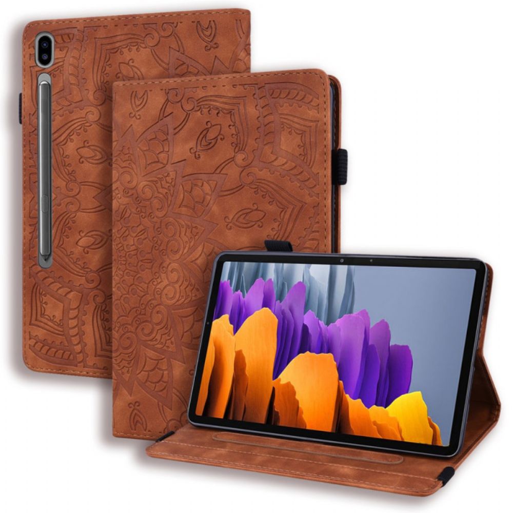 Cover Voor Samsung Galaxy Tab S9 Fe Bloemenpatroon En Stylushouderriem