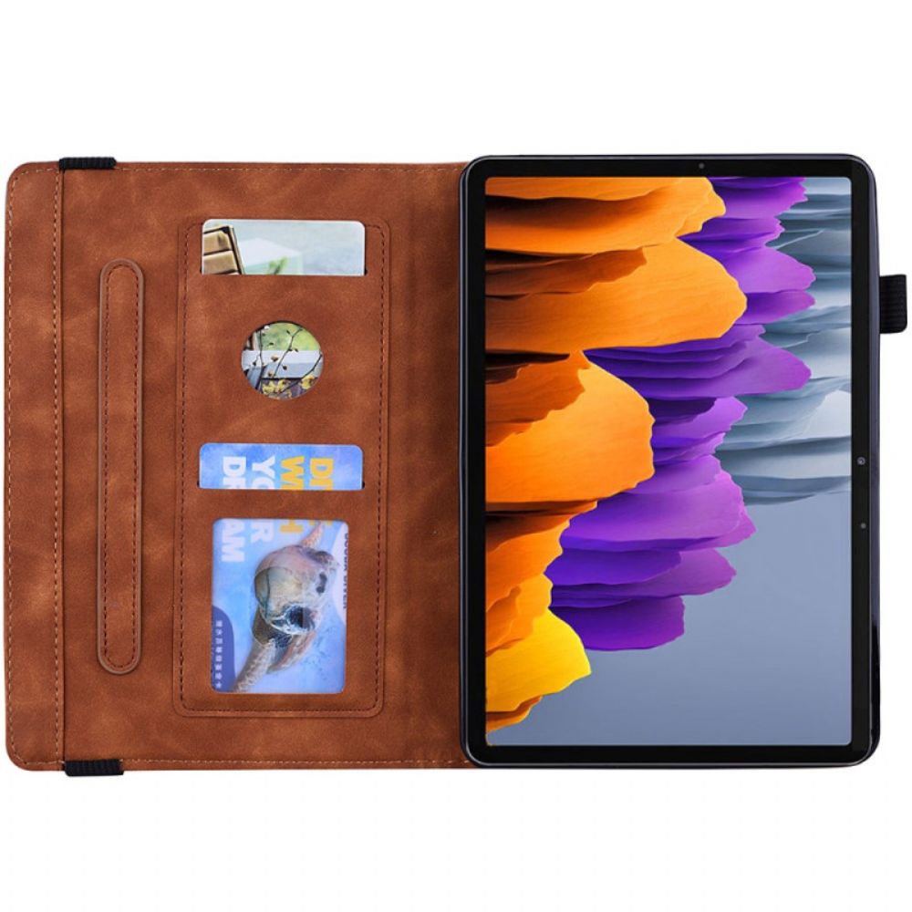 Cover Voor Samsung Galaxy Tab S9 Fe Bloemenpatroon En Stylushouderriem