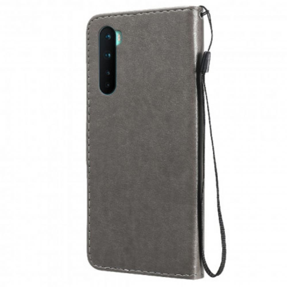 Flip Case voor OnePlus Nord Met Ketting Thong Kat En Bij