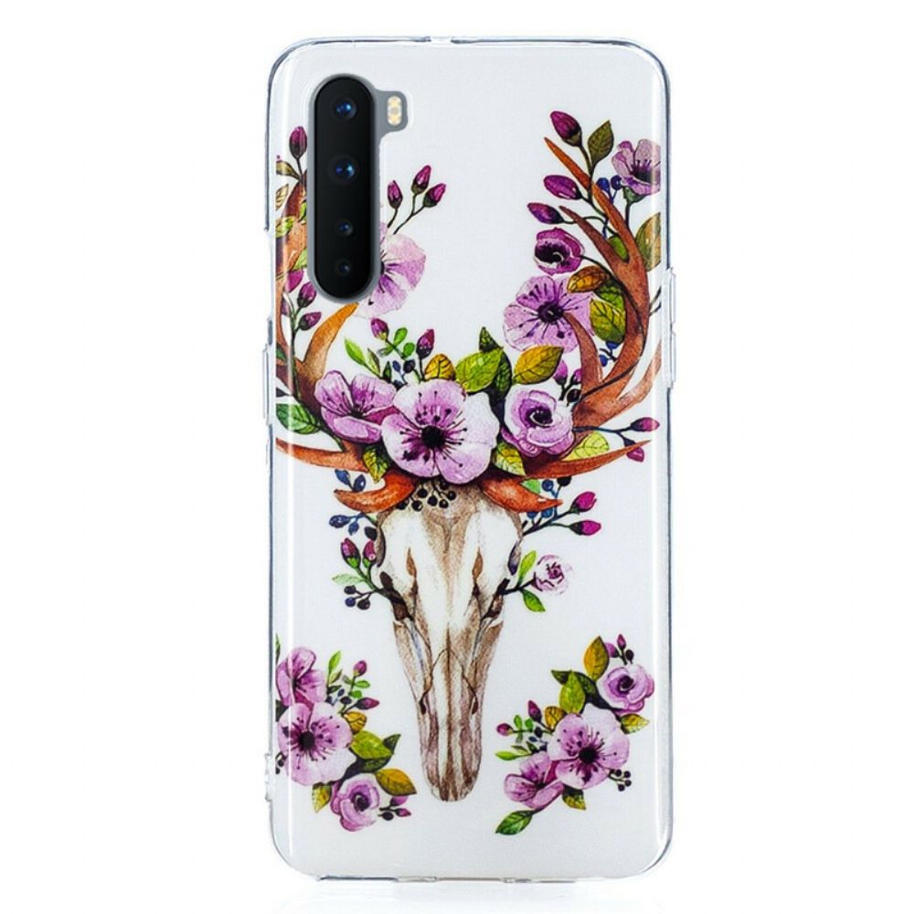 Hoesje voor OnePlus Nord Fluorescerende Eland Met Bloemen