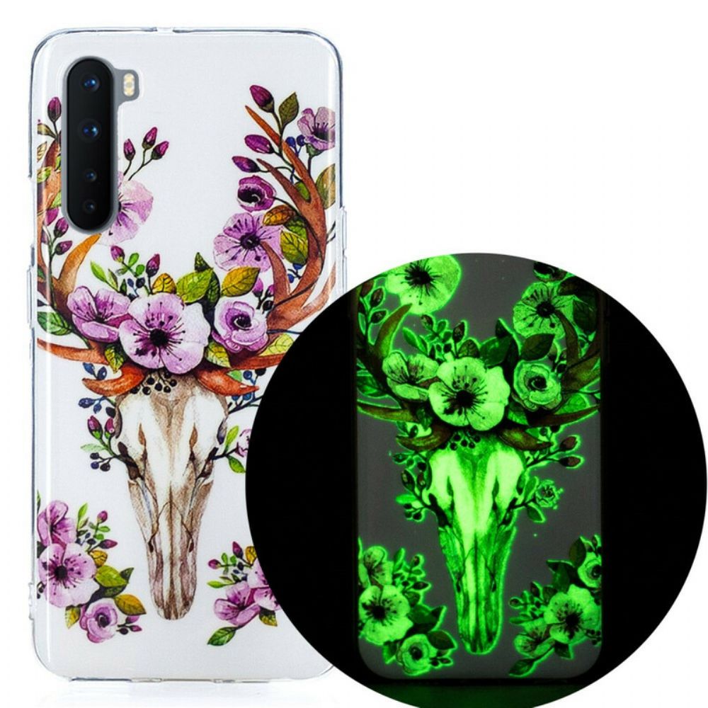 Hoesje voor OnePlus Nord Fluorescerende Eland Met Bloemen