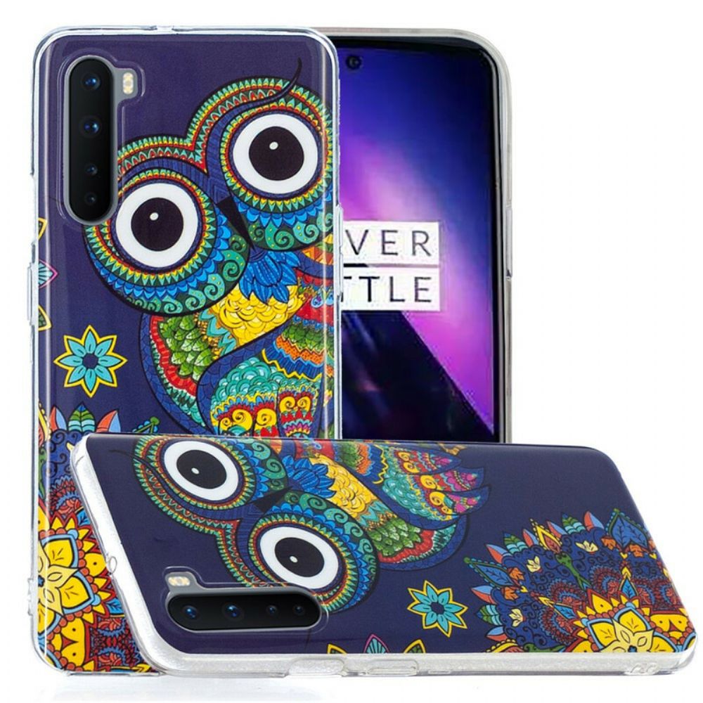 Hoesje voor OnePlus Nord Fluorescerende Mandala Uil