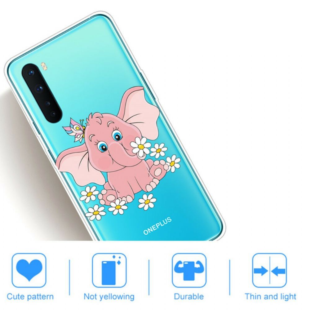 Hoesje voor OnePlus Nord Roze Olifant Transparant