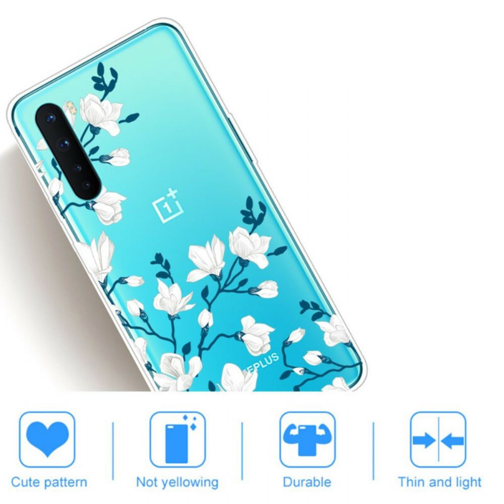 Hoesje voor OnePlus Nord Witte Bloemen