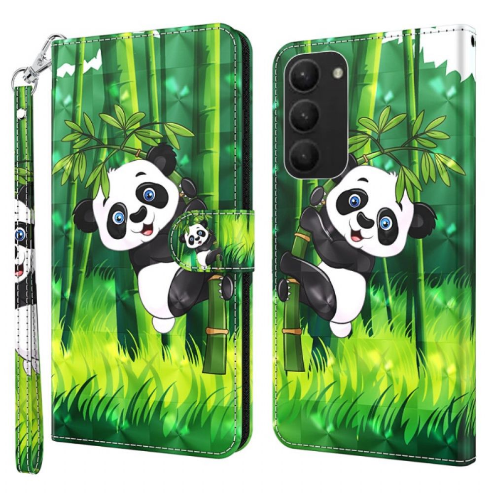 Bescherming Hoesje Samsung Galaxy S24 Plus 5g Panda Klimmer Met Riem