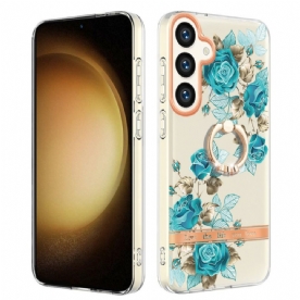 Case Hoesje Samsung Galaxy S24 Plus 5g Telefoonhoesje Ringhouder Met Bloemen