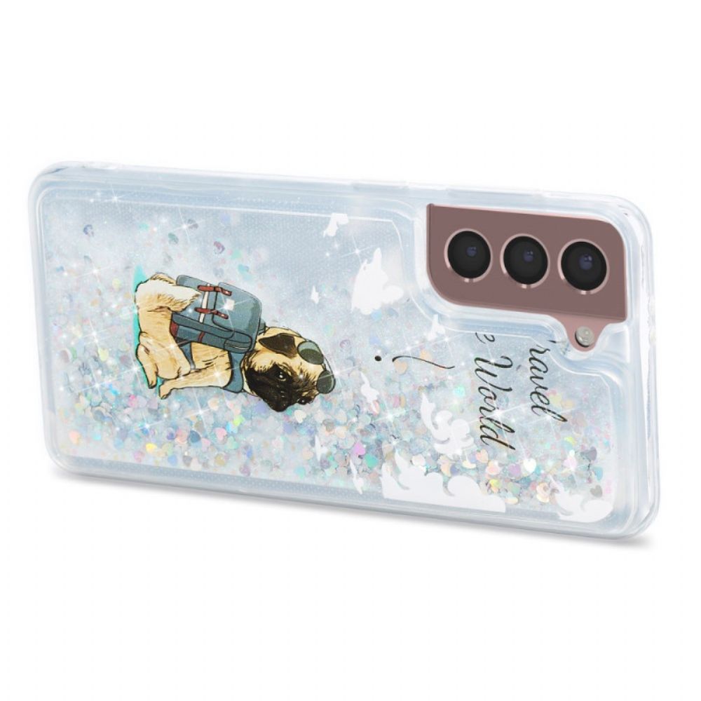 Case Hoesje Samsung Galaxy S24 Plus 5g Telefoonhoesje Vloeibare Glitterhond