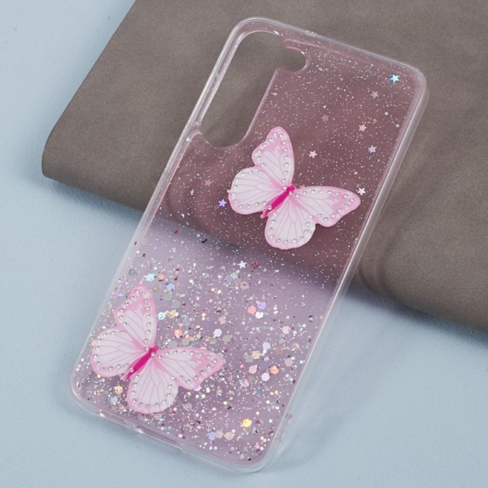 Cover Hoesje Samsung Galaxy S24 Plus 5g Telefoonhoesje Vlinders Pailletten