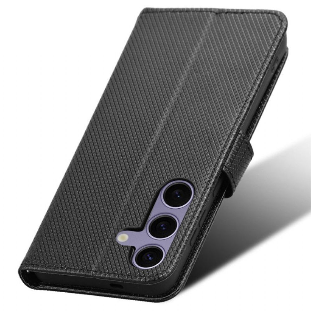 Flip Case Leren Samsung Galaxy S24 Plus 5g Gestippelde Band