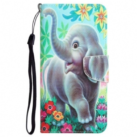 Folio-hoesje Samsung Galaxy S24 Plus 5g Olifant Met Riem