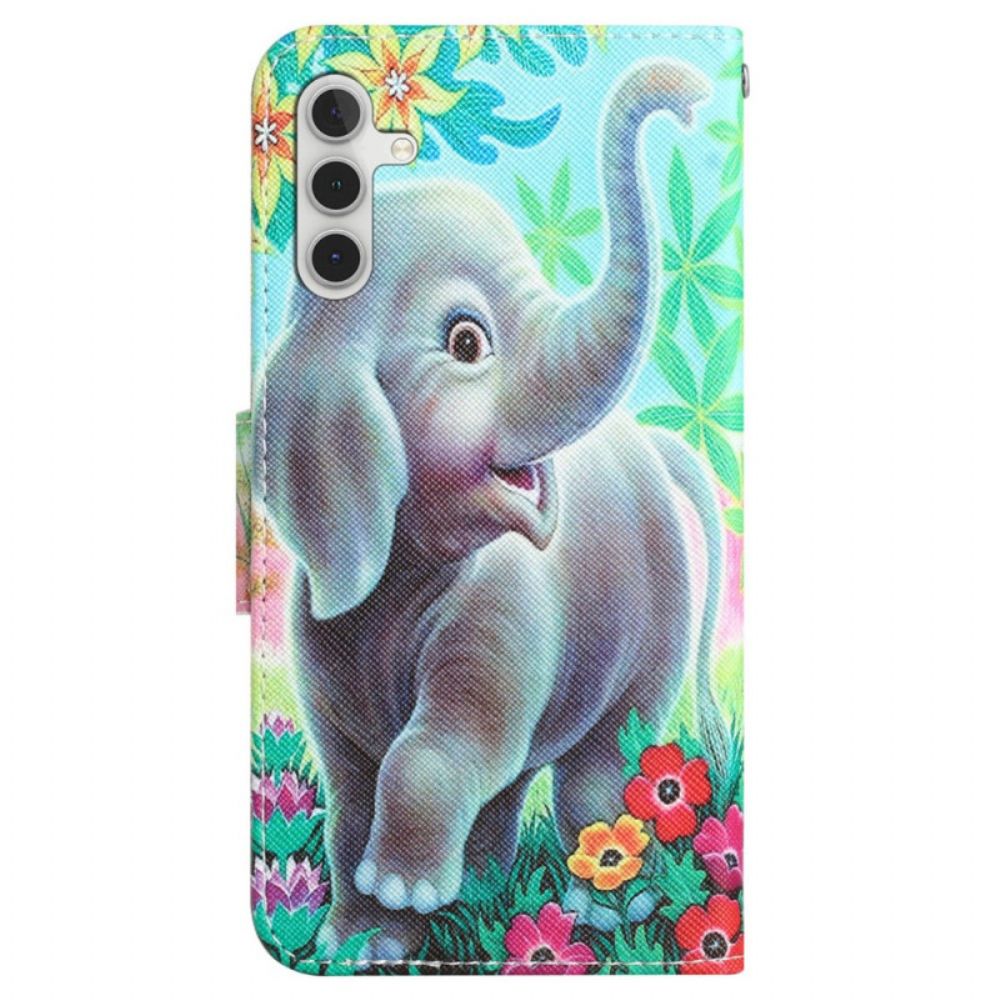 Folio-hoesje Samsung Galaxy S24 Plus 5g Olifant Met Riem