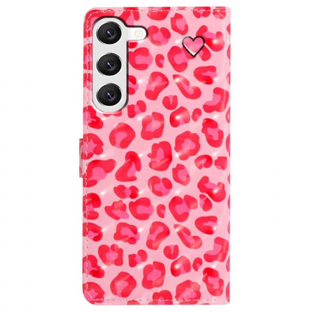 Folio-hoesje Samsung Galaxy S24 Plus 5g Telefoonhoesje Roze Luipaardprint Met Riempje