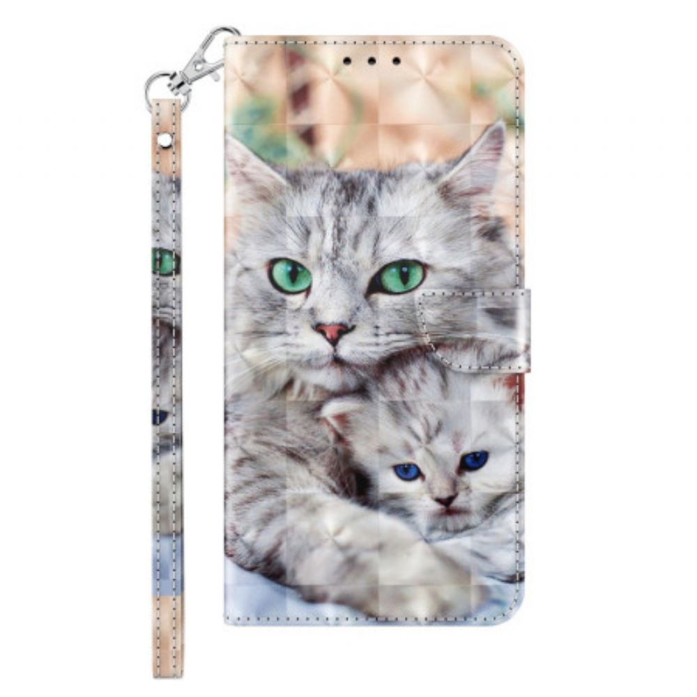 Folio-hoesje Samsung Galaxy S24 Plus 5g Telefoonhoesje Twee Witte Katten Met Riemen