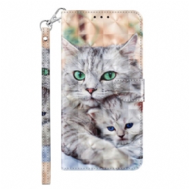 Folio-hoesje Samsung Galaxy S24 Plus 5g Telefoonhoesje Twee Witte Katten Met Riemen