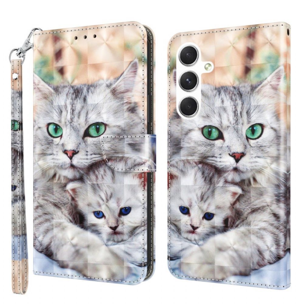 Folio-hoesje Samsung Galaxy S24 Plus 5g Telefoonhoesje Twee Witte Katten Met Riemen