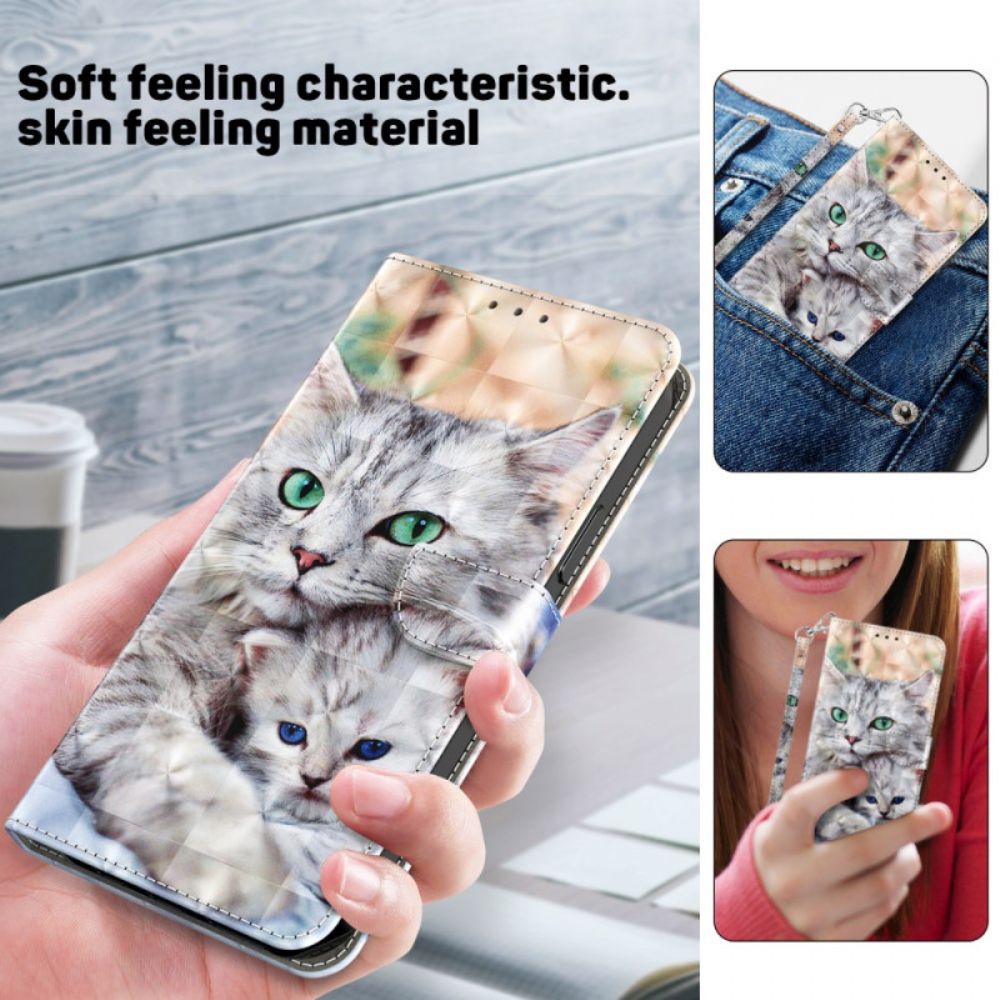 Folio-hoesje Samsung Galaxy S24 Plus 5g Telefoonhoesje Twee Witte Katten Met Riemen