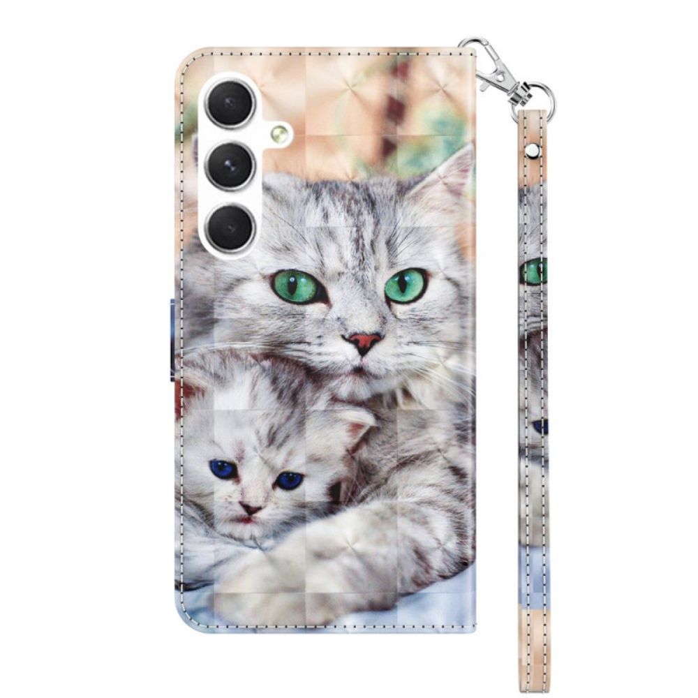 Folio-hoesje Samsung Galaxy S24 Plus 5g Telefoonhoesje Twee Witte Katten Met Riemen