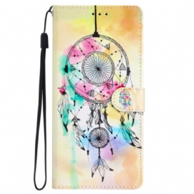 Leren Hoesje Samsung Galaxy S24 Plus 5g Aquarel Dromenvanger Met Riem