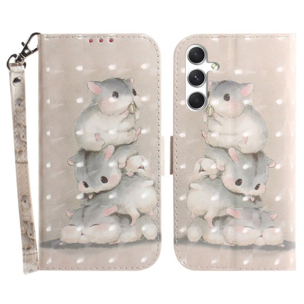 Leren Hoesje Samsung Galaxy S24 Plus 5g Hamsters Met Riem