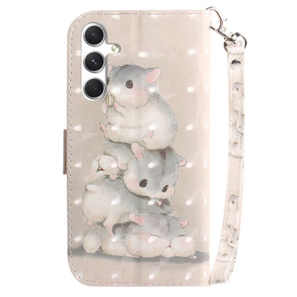 Leren Hoesje Samsung Galaxy S24 Plus 5g Hamsters Met Riem