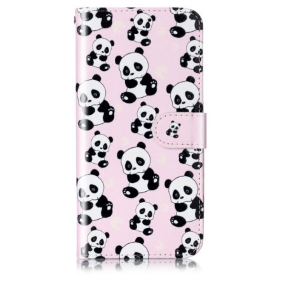 Leren Hoesje Samsung Galaxy S24 Plus 5g Lanyard Panda's Bescherming Hoesje